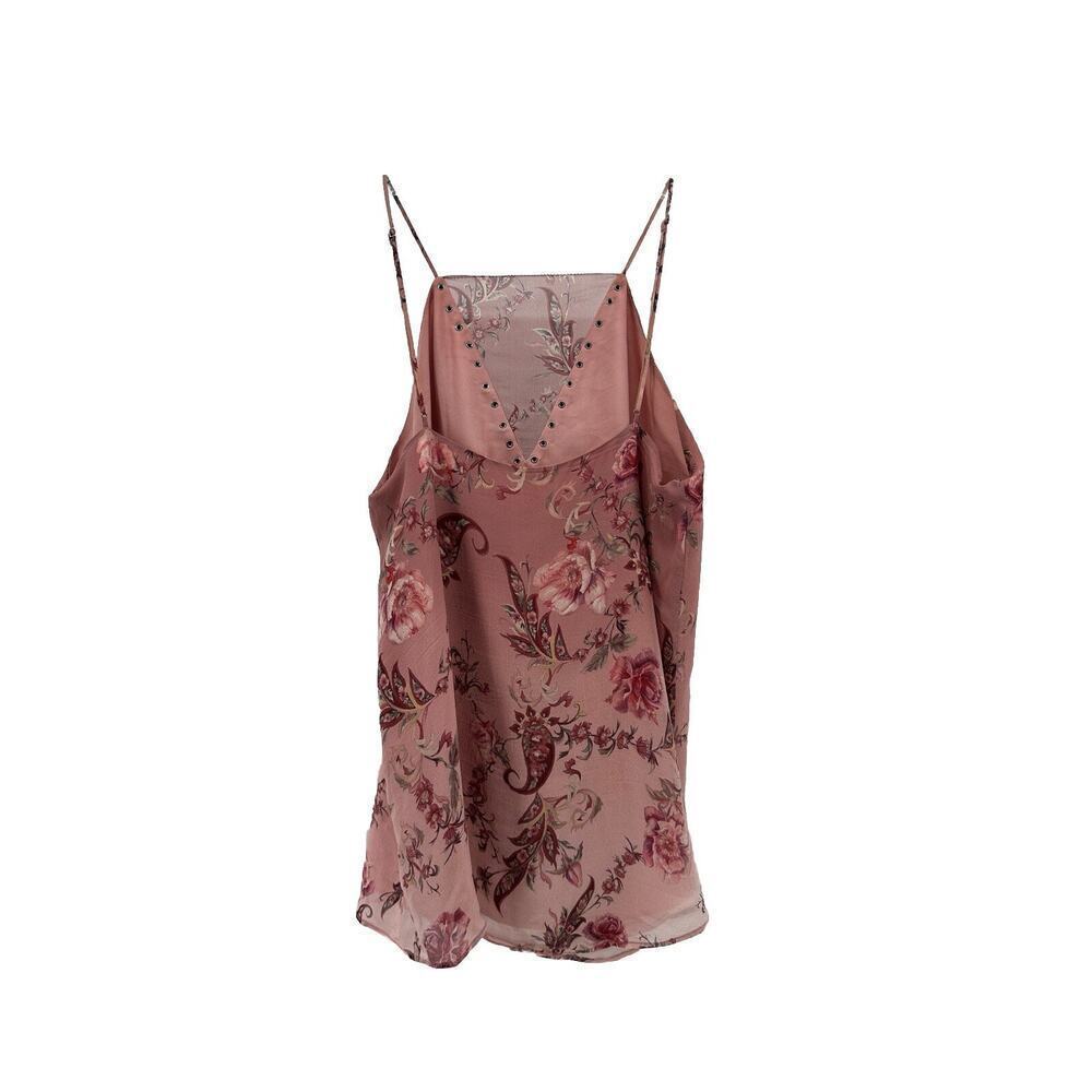 HAUTE HIPPIE Top Women’s Size Small No Regrets Cami Silk Pink Blouse Studded - Picture 4 of 9